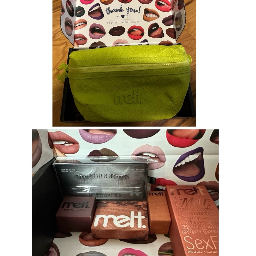 Melt Cosmetics Five Piece Makeup Bundle With Neon Green Melt Fanny Pack